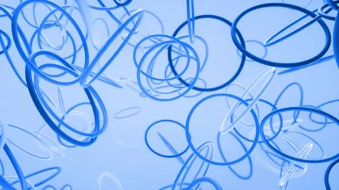 Blue 3d Circles rotating motion background, 4k dynamic abstract animation Stock Footage 306317748