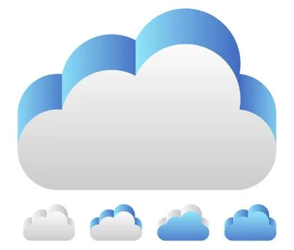 Blue 3d cloud icon. icon for tech, technology or weather, meteorology concept 스톡 일러스트