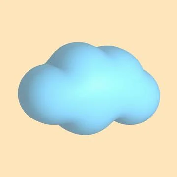 Blue 3d cloud icon isolated on a biege background. 3d geometric shape vector Illustrazione stock