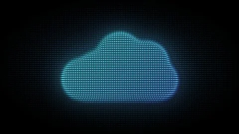 Blue 3D Cloud Symbol Particle Animation on Dark Background Stock Footage 335595320