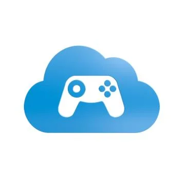 Blue 3D Cloud Symbol Shape with Gamepad Controller Inside Isolated on White B Stock Illustration