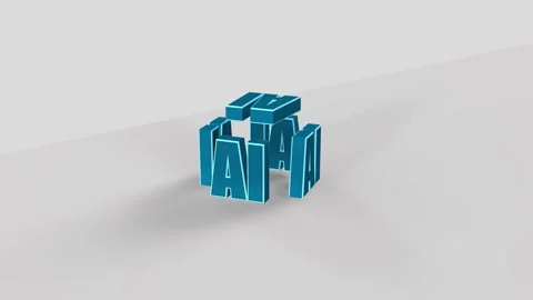 Blue 3D Cube Displaying AI Word – Futuristic Artificial Intelligence Technology  Stock-Footage 308649447