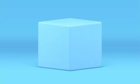 Blue 3d cube squared box decor element pedestal for product presentation de.. Stock Illustration