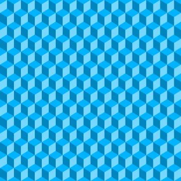 Blue 3D Cubes Abstract Seamless Background. Vector Stock Illustration
