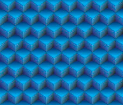 Blue 3d cubes contour abstract geometrical cubes seamless pattern background Stock-Illustration