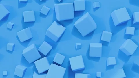 Blue 3D Cubes - Loop Geometric Abstract Wallpaper in 4K Stock Footage 344118850