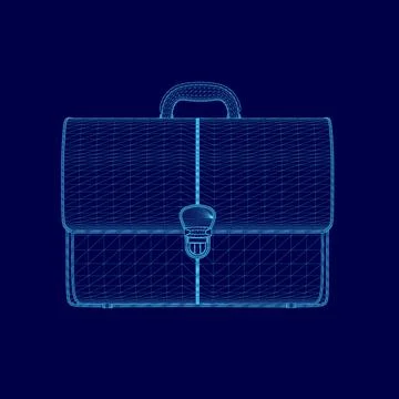 Blue 3D drawing of a briefcase. Front view. Vector illustration Illustration