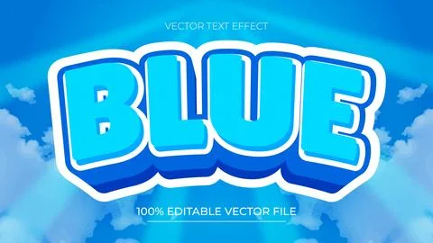 Blue 3d editable text effect font style with sky and cloud background Stock Illustration
