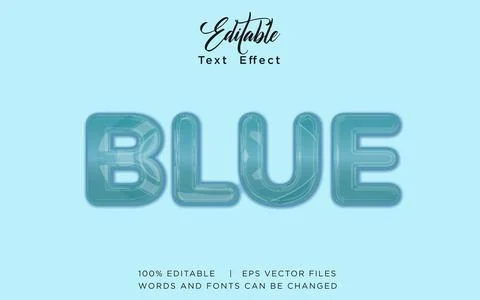 Blue 3D Editable Text Effect Vector Design Stock Illustration