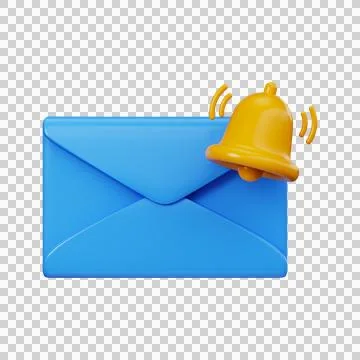 Blue 3D envelope with notification bell Stock Illustration