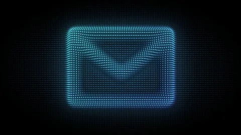 Blue 3D Envelope Symbol Particle Animation on Dark Background Stock Footage 335595144