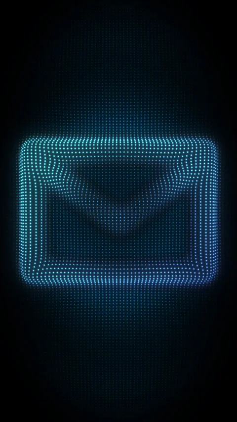 Blue 3D Envelope Symbol Particle Animation on Dark Background Stock Footage 335595160