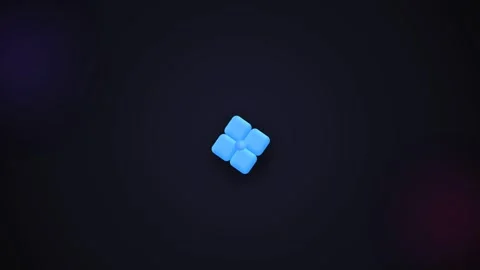 Blue 3D geometric shape rotating slowly against a dark background Stock-Footage 345098937