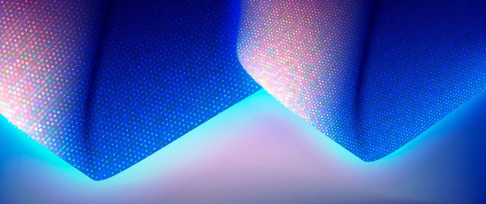 Blue 3D Halftone Wave Abstract Background with Neon Glow and Dot Texture Stock-Illustration