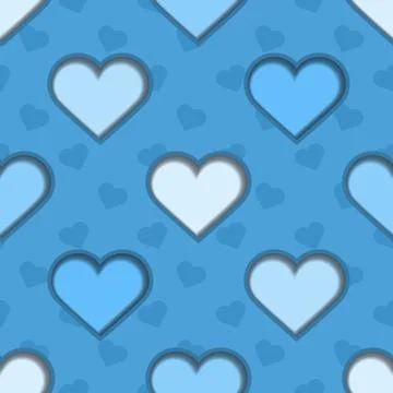 Blue 3d hearts seamless background Stock Illustration