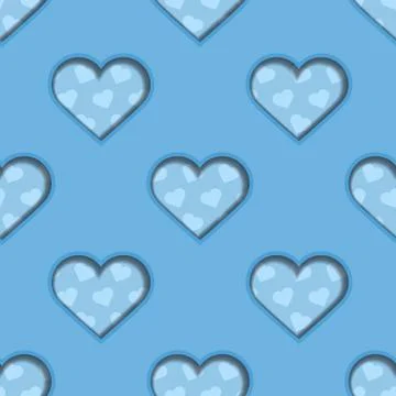Blue 3d hearts seamless background Stock Illustration
