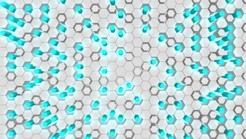 Blue 3D hexagon tech background, vector illustration Stock Illustration