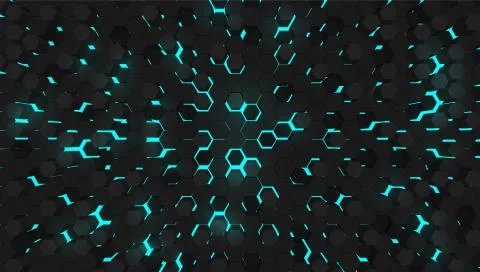 Blue 3D hexagon tech background, vector illustration Stock Illustration