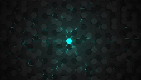 Blue 3D hexagon tech background, vector illustration Stock Illustration