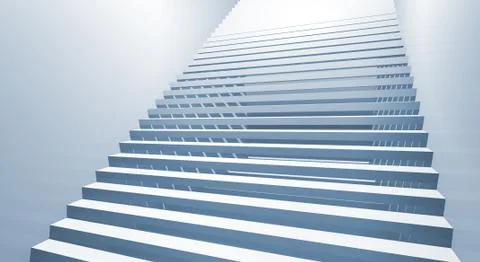 Blue 3d interior background with staircase goes up Ilustración de archivo