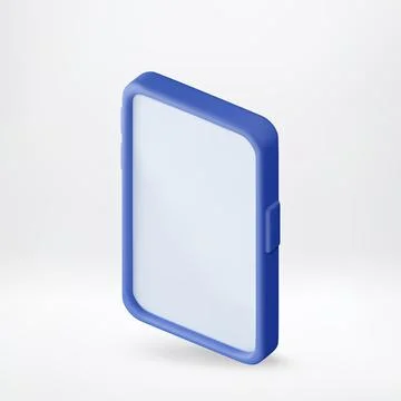 Blue 3d isometric mobile phone with blank screen Stock Illustration