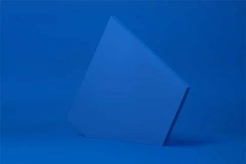 Blue 3d isometric wall pentagonal geometric angular background for product .. Stock Illustration