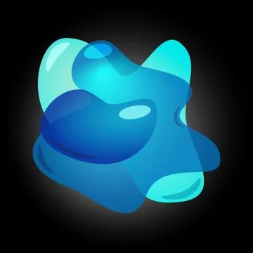 Blue 3D Lliquid fluid abstract elements. Modern blur free forms color gradient Illustrazione stock