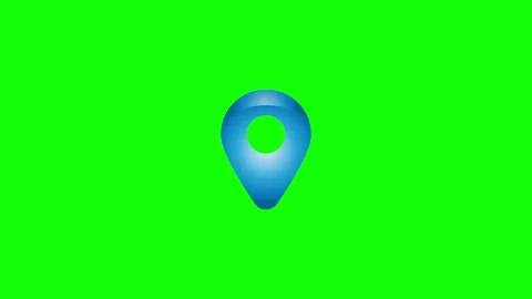 Blue 3D Map Pin Location Icon Animation on Green Screen Chroma Key Stock Footage 330854326