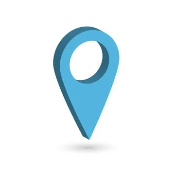 Blue 3D map pointer with dropped shadow on white background. EPS10 vector Stock Illustration
