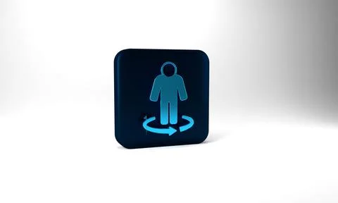 Blue 3d modeling icon isolated on grey background. Augmented reality or virtual Stock Illustration