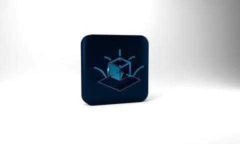 Blue 3d modeling icon isolated on grey background. Augmented reality or virtual Illustrazione stock