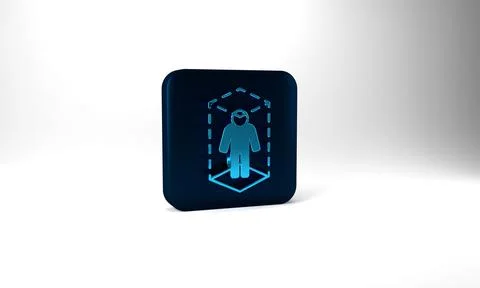 Blue 3d modeling icon isolated on grey background. Augmented reality or virtual 스톡 일러스트