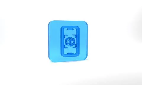 Blue 3d modeling icon isolated on grey background. Augmented reality or virtual 스톡 일러스트