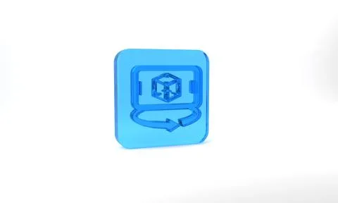Blue 3d modeling icon isolated on grey background. Augmented reality or virtual 스톡 일러스트