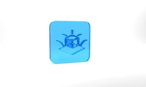 Blue 3d modeling icon isolated on grey background. Augmented reality or virtual Stock Illustration