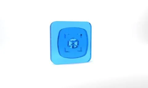 Blue 3d modeling icon isolated on grey background. Augmented reality or virtual Stock Illustration