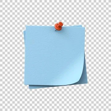 Blue 3D paper note fastened with pushpin Illustrazione stock