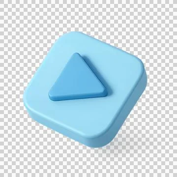Blue 3D play button icon media playback symbol Illustrazione stock