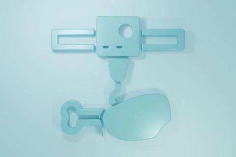 Blue 3D printer chicken leg icon isolated on blue background. 3d printing. .. 스톡 일러스트