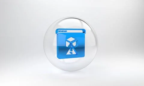 Blue 3D printer icon isolated on grey background. 3d printing. Glass circle b Stock Illustration