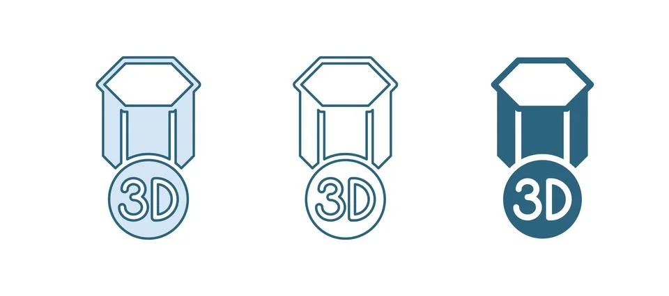 Blue 3D printer icon isolated on white background. 3d printing.  Vector イラスト素材