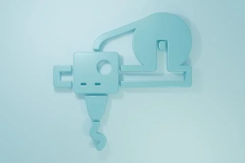 Blue 3D printer icon isolated on blue background. 3d printing. Minimalism c.. イラスト素材