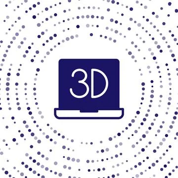 Blue 3D printer icon isolated on white background. 3d printing. Abstract circ Stock Illustration