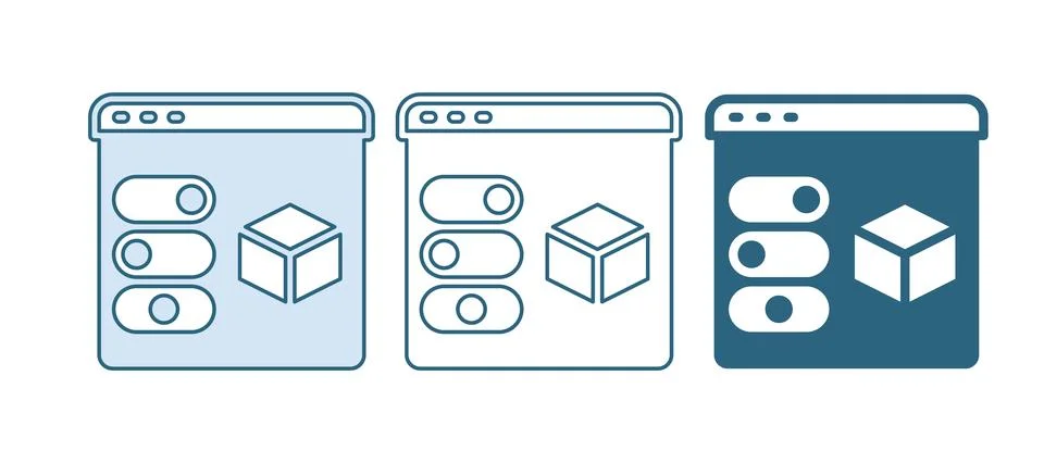 Blue 3D printer icon isolated on white background. 3d printing.  Vector Stock Illustration