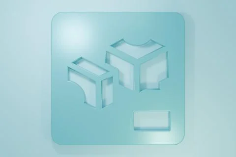 Blue 3D printer icon isolated on blue background. 3d printing. Minimalism c.. 库存插图