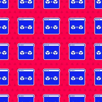 Blue 3D printer perfect copy icon isolated seamless pattern on red background Stock Illustration