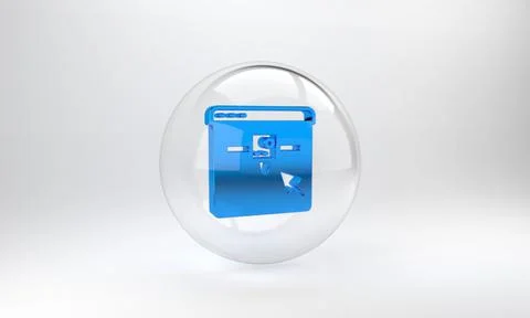Blue 3D printer setting icon isolated on grey background. 3d printing. Glass  Stock Illustration