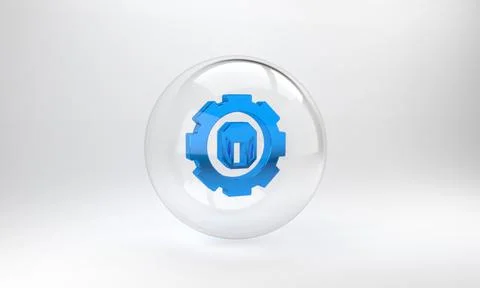 Blue 3D printer setting icon isolated on grey background. 3d printing. Glass  스톡 일러스트