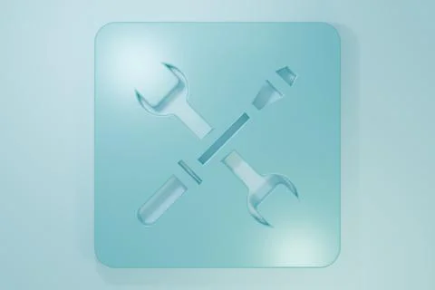 Blue 3D printer setting icon isolated on blue background. 3d printing. Mini.. Stock Illustration
