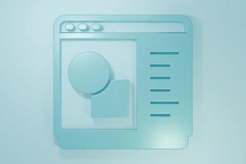 Blue 3D printer software icon isolated on blue background. 3d printing. Min.. Stock Illustration